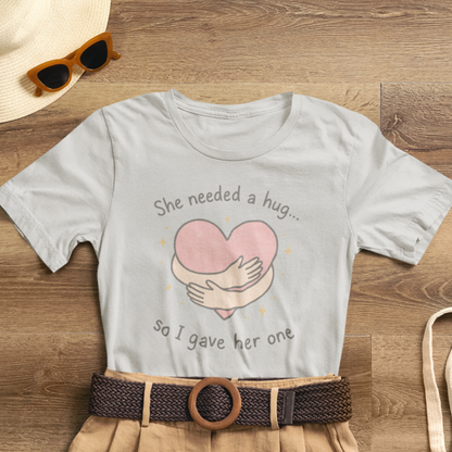 Cute Soft Pink Hug T-Shirt – Empathy, Comfort & Healing Graphic Tee