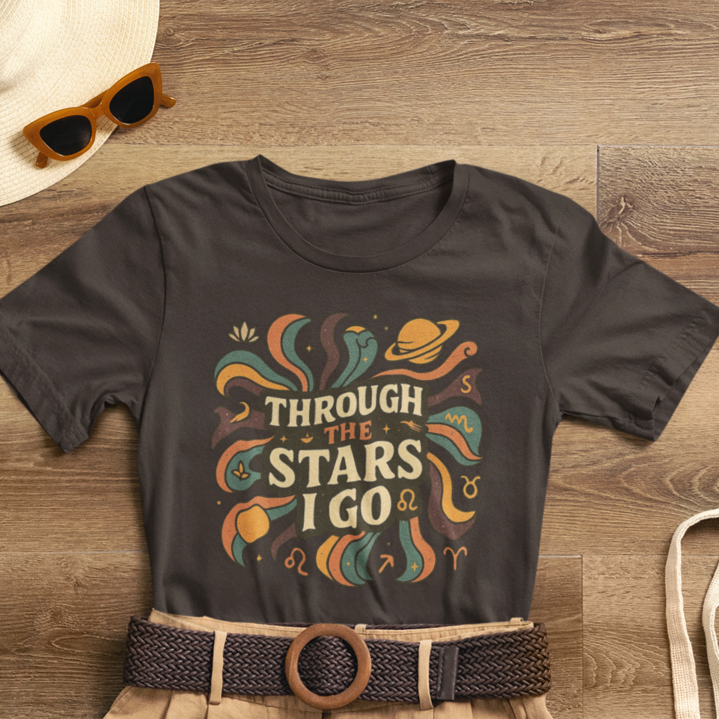 Through the Stars I Go Shirt | Retro Spacecore Tee | Cosmic Journey Top | Gentle Rebels Collection