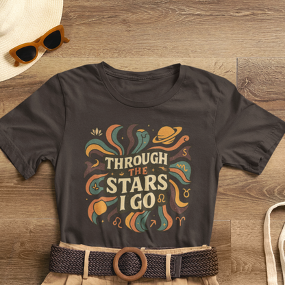 Through the Stars I Go Shirt | Retro Spacecore Tee | Cosmic Journey Top | Gentle Rebels Collection