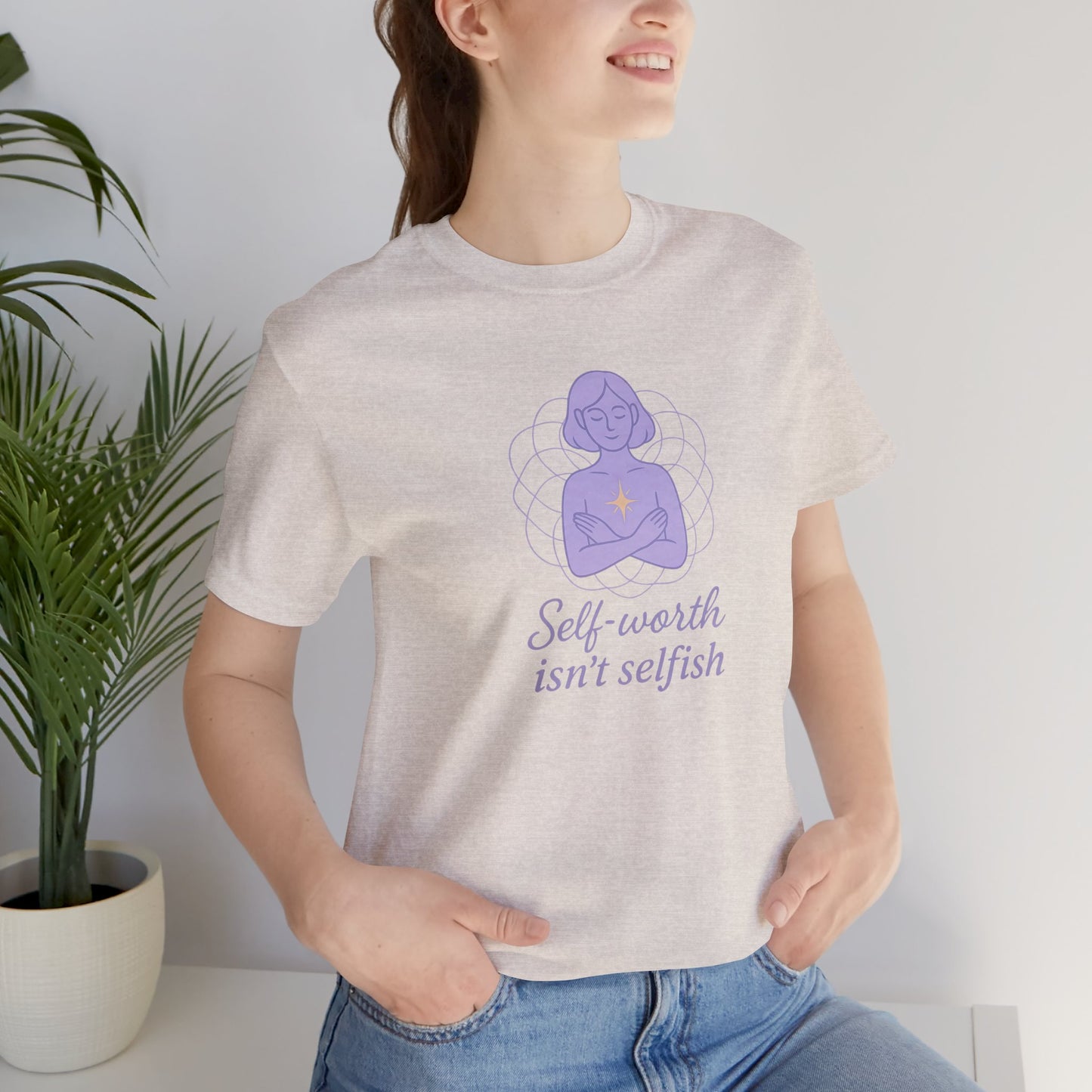 Self-Worth Isn’t Selfish Shirt | Feminist Empowerment Tee | Minimalist Line Art Graphic T-Shirt