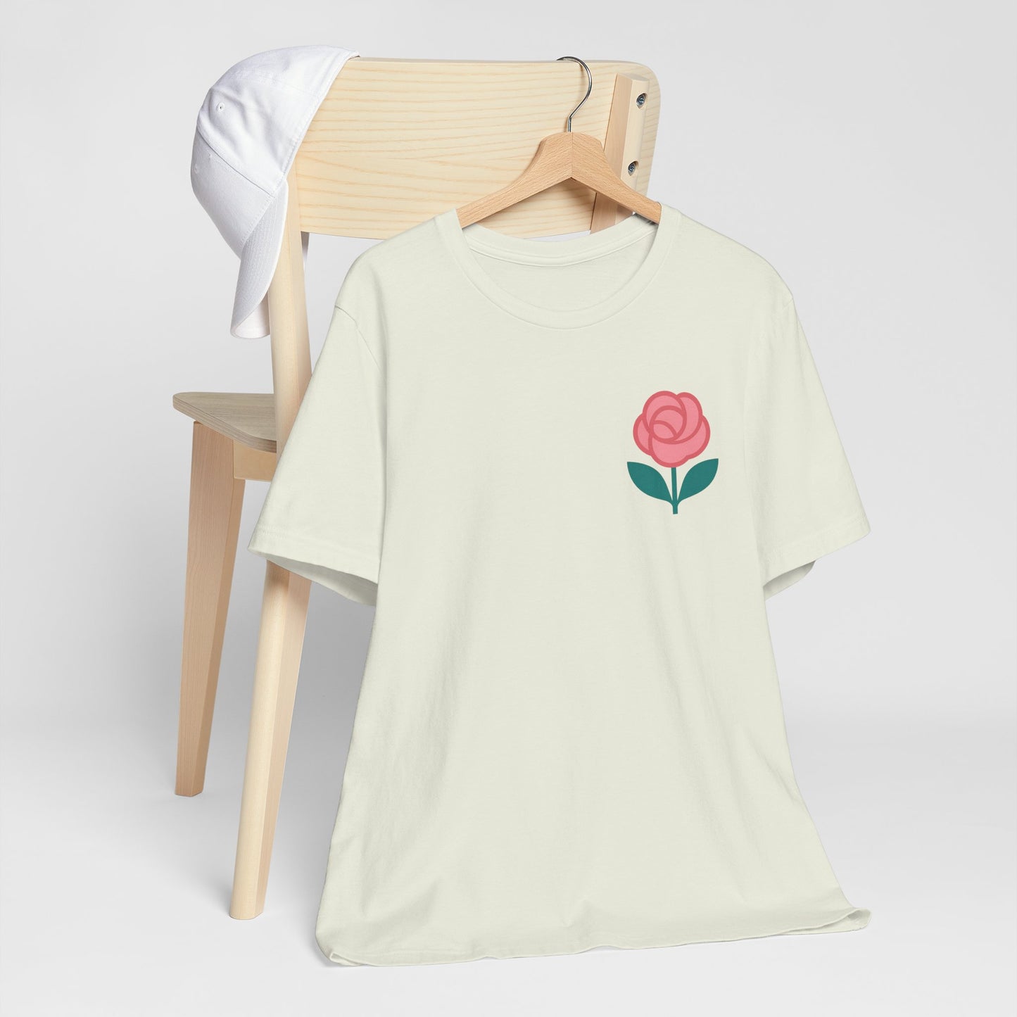 Love in Full Bloom T-Shirt – Retro Floral Graphic Tee with Front Rose & Back Flower Design – Positive Vibes Shirt