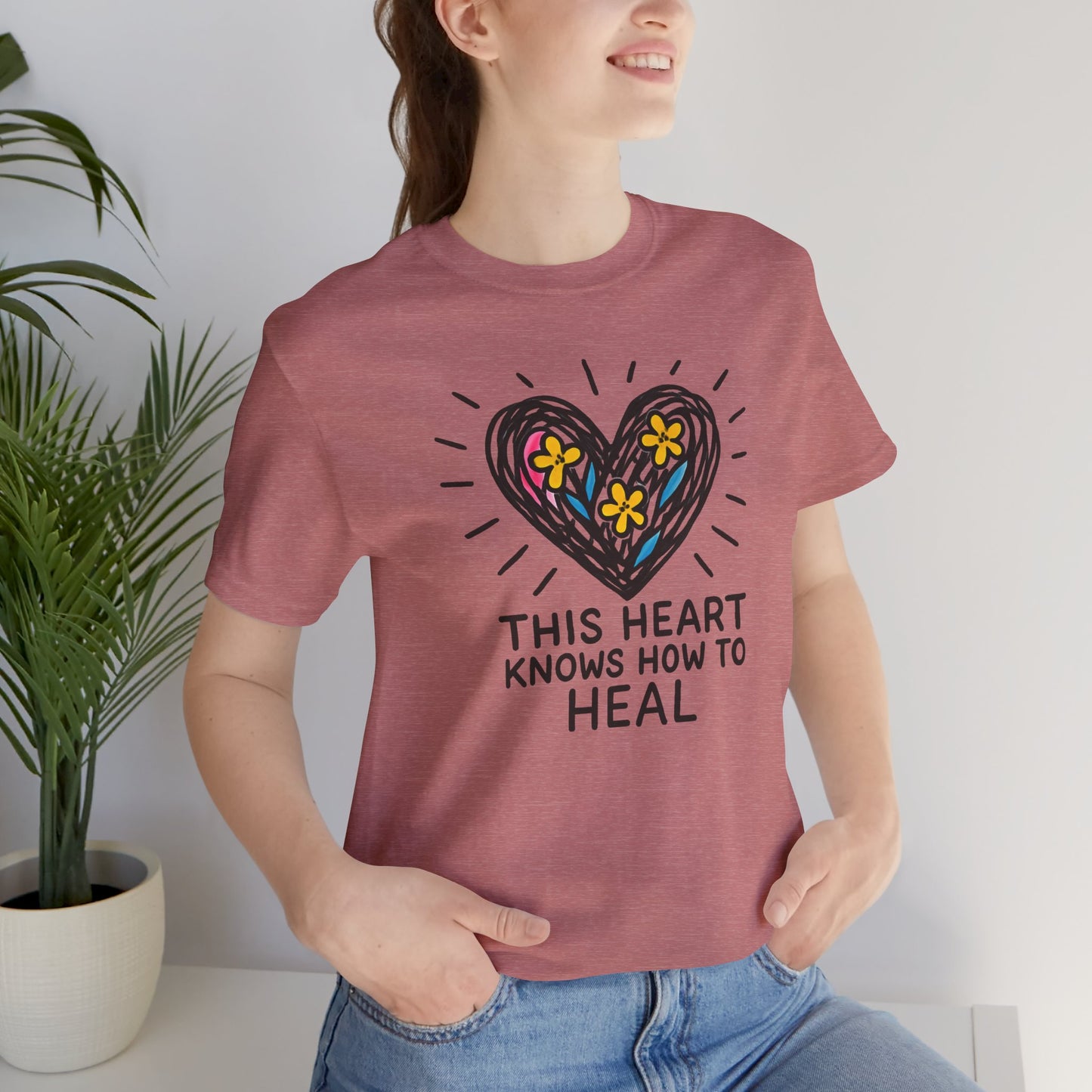 This Heart Knows How to Heal T-Shirt — Emotional Healing, Soft Heart Graphic Tee