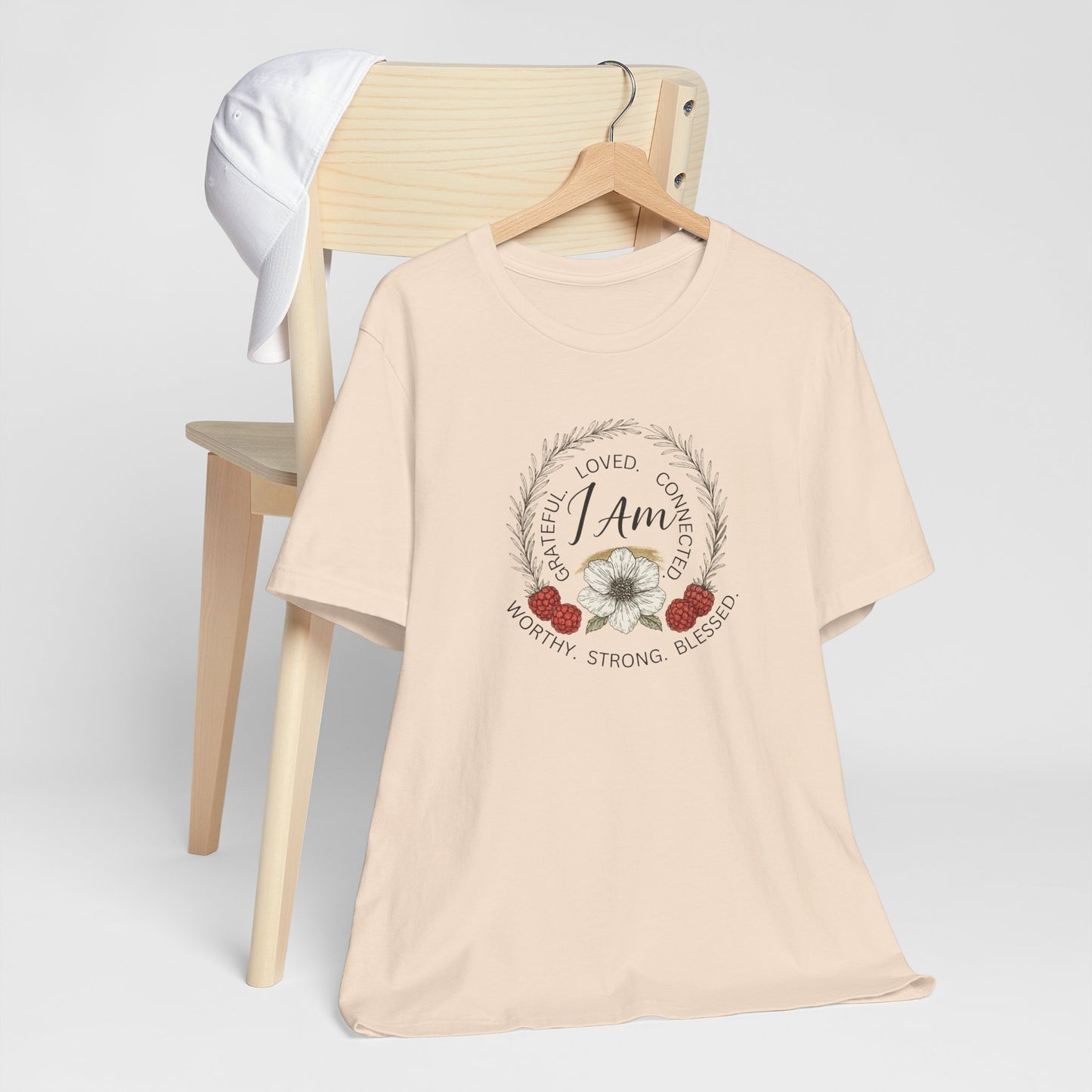 I Am Affirmation Shirt – Self Love T-Shirt, Empowerment Wreath Tee, Grateful Worthy Strong Blessed Top