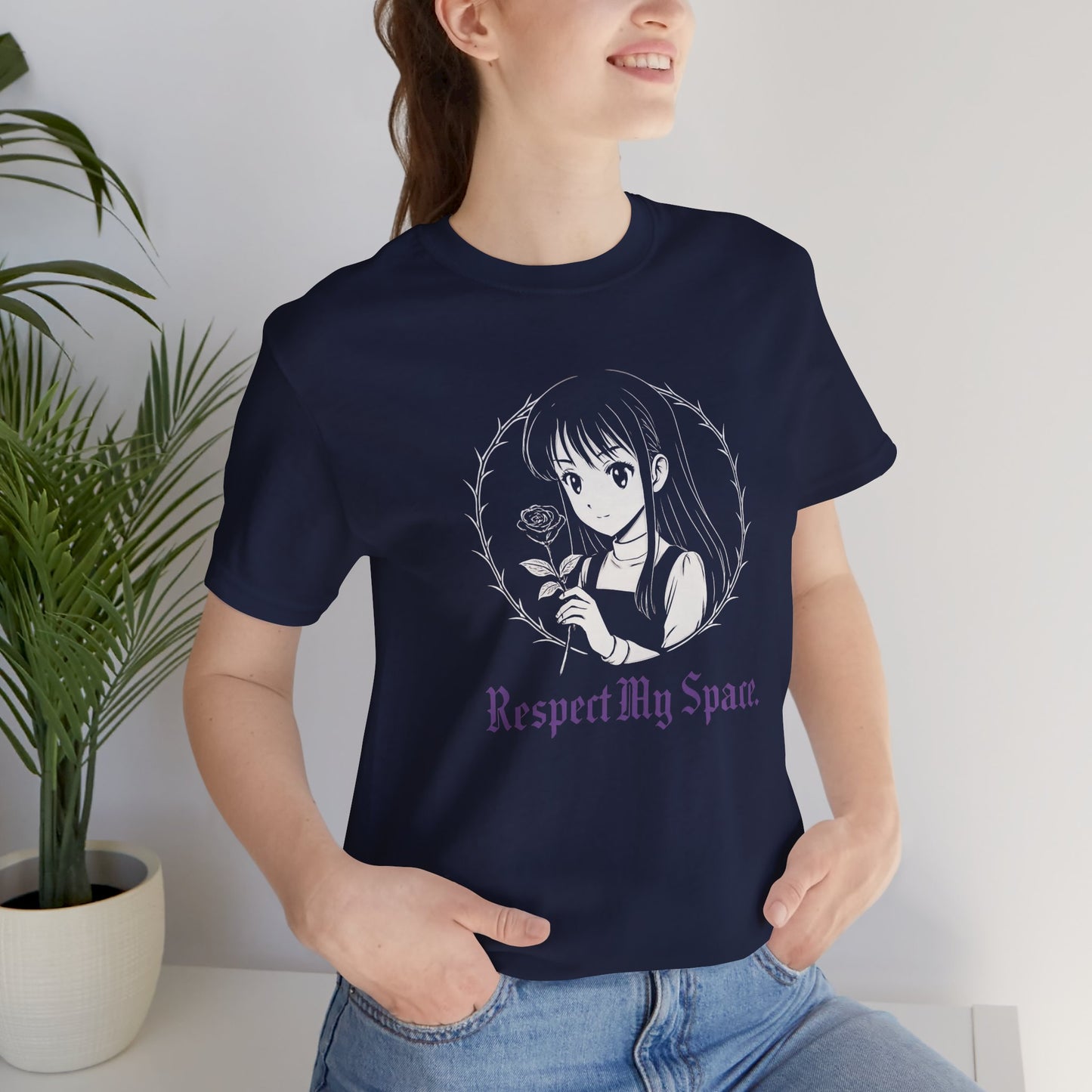 Respect My Space – Goth Anime Girl T-Shirt, Soft Rebel Aesthetic Tee, Dark Fairycore Graphic Shirt