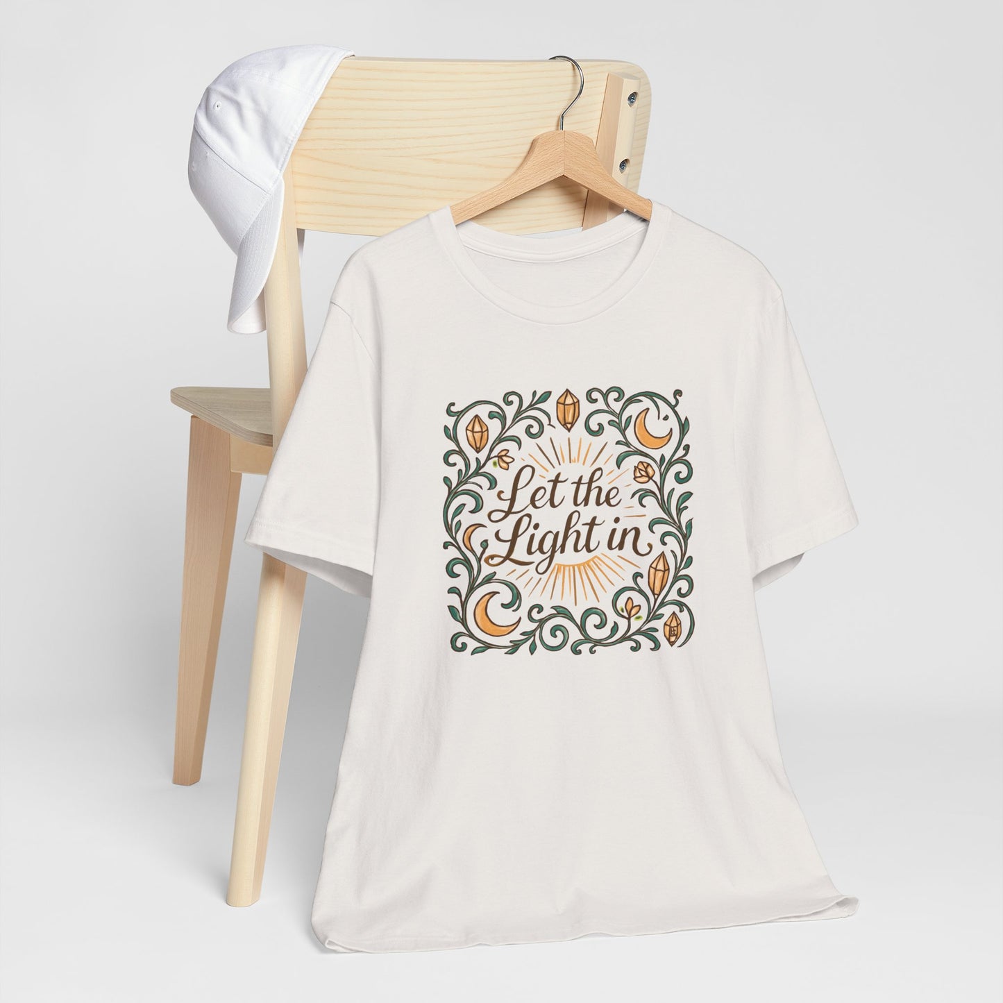 Let the Light In – Mindful Floral Quote T-Shirt