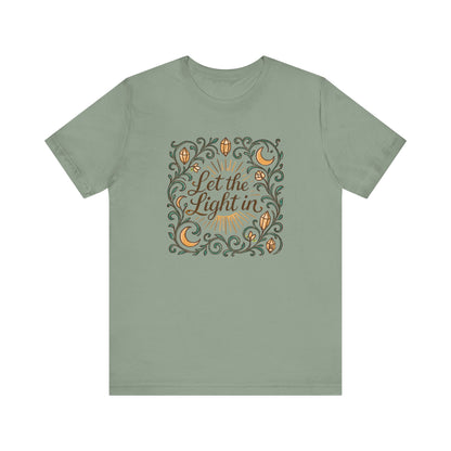 Let the Light In – Mindful Floral Quote T-Shirt