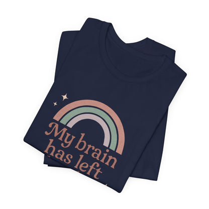 Funny Rainbow Quote T-Shirt – “My Brain Has Left the Chat” Retro Graphic Tee for Introverts & Humor Lovers