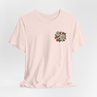 “I Bite Back Sweetly” Floral Snake Shirt – Front & Back Baby Blue Tee with Vintage Garden Print