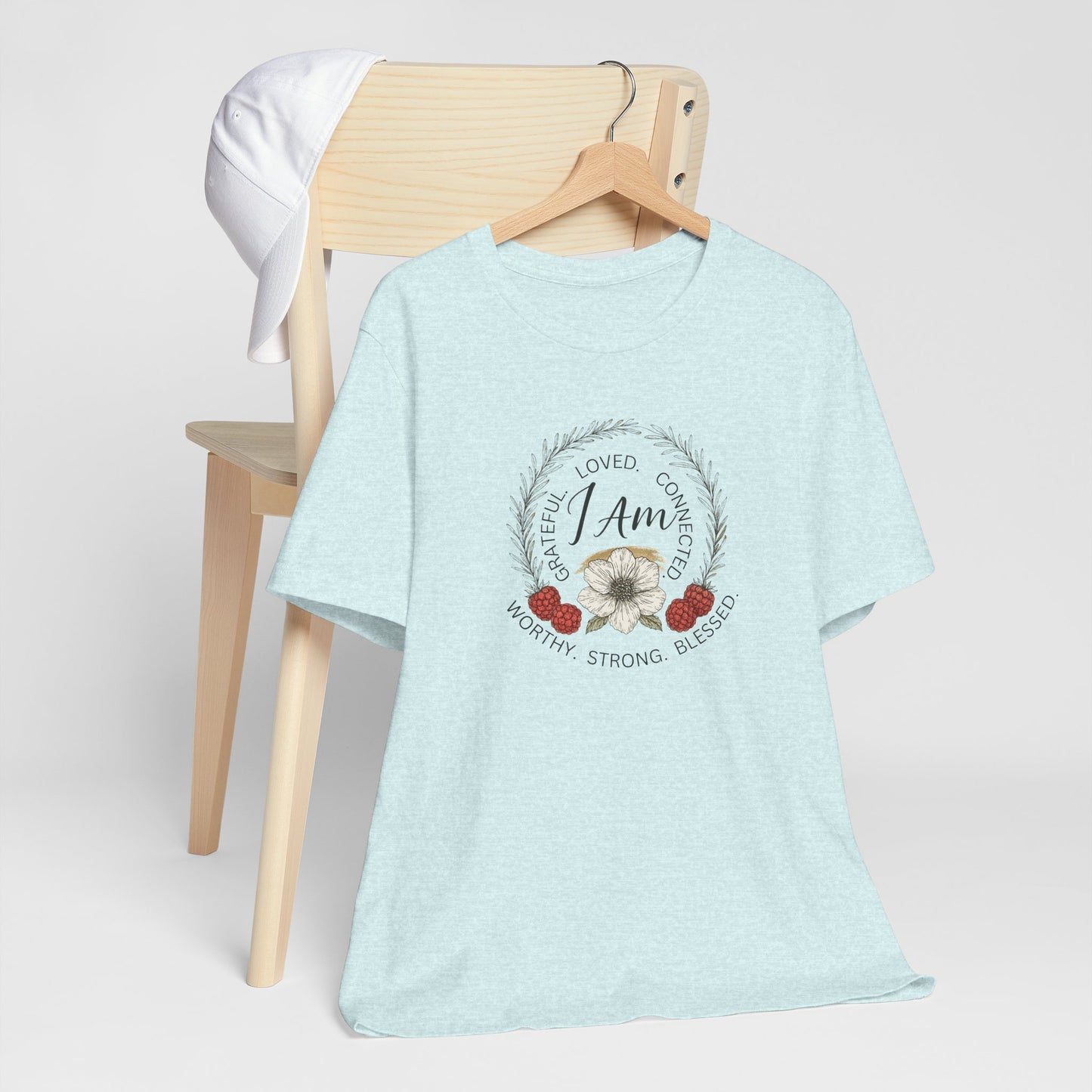I Am Affirmation Shirt – Self Love T-Shirt, Empowerment Wreath Tee, Grateful Worthy Strong Blessed Top