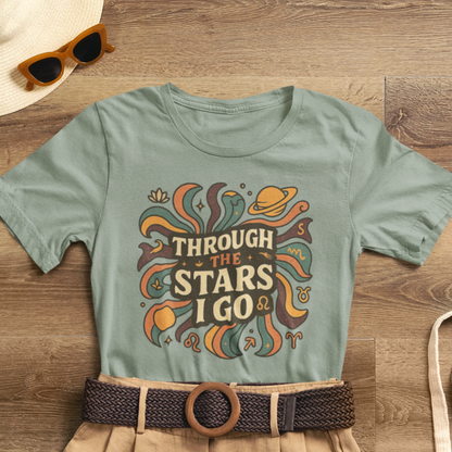 Through the Stars I Go Shirt | Retro Spacecore Tee | Cosmic Journey Top | Gentle Rebels Collection