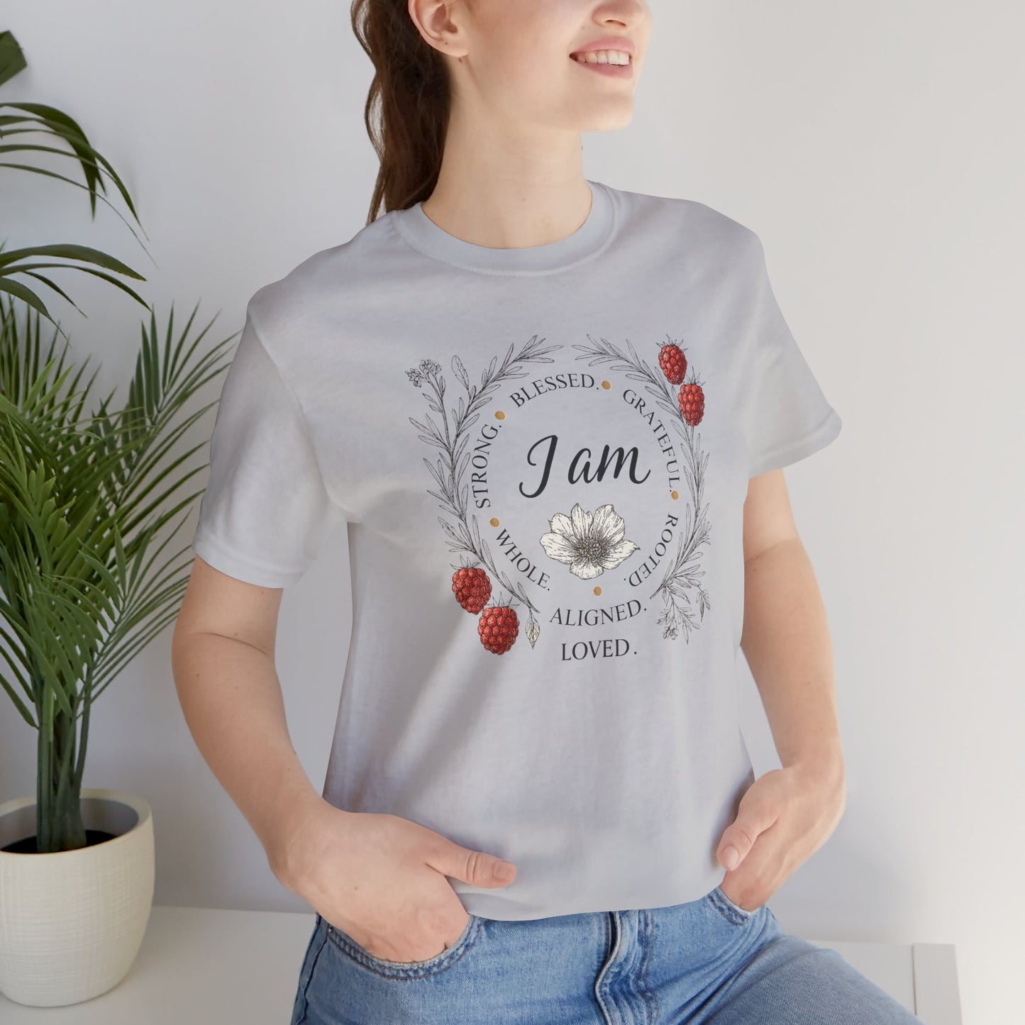 I Am Aligned & Loved – Spiritual Botanical Affirmation Tee