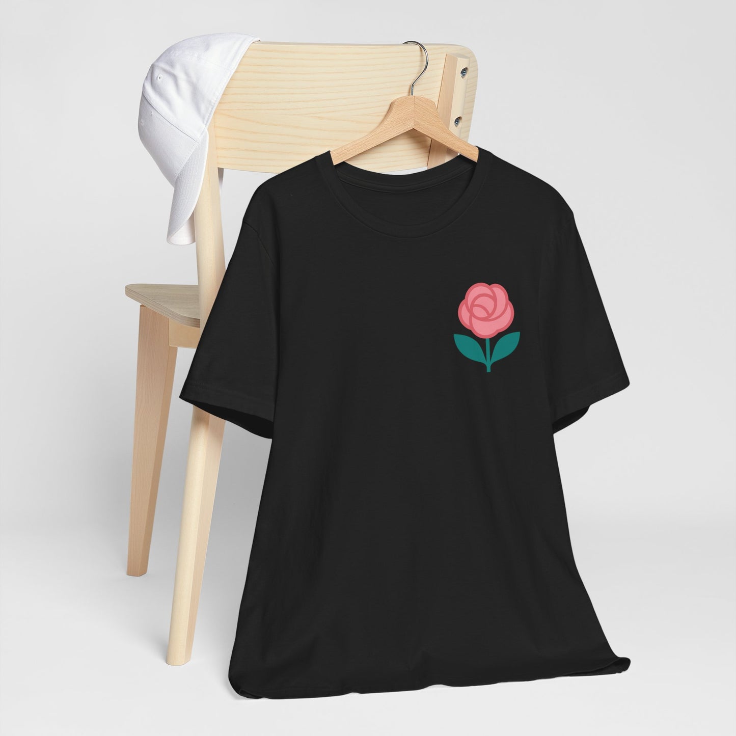 Love in Full Bloom T-Shirt – Retro Floral Graphic Tee with Front Rose & Back Flower Design – Positive Vibes Shirt