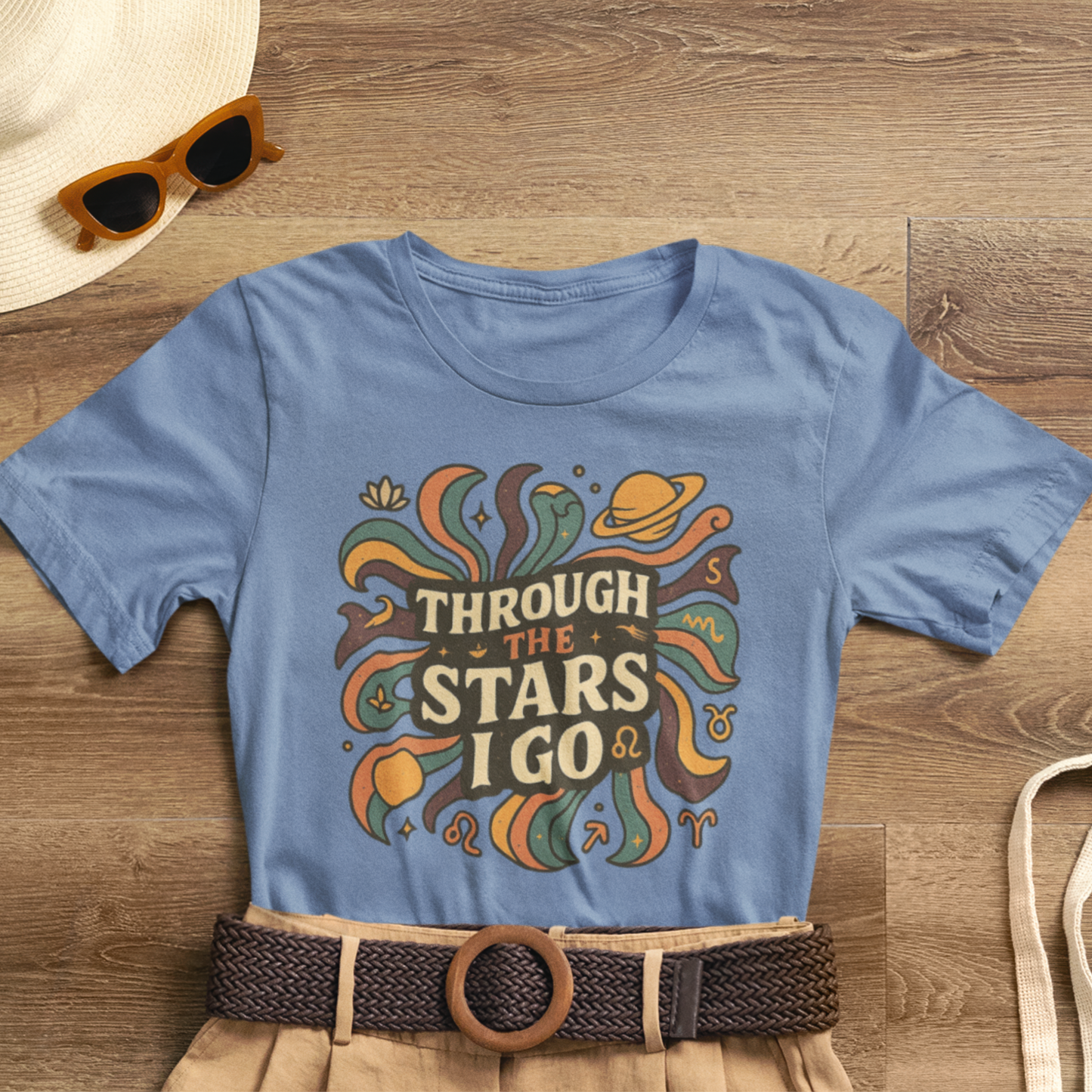 Through the Stars I Go Shirt | Retro Spacecore Tee | Cosmic Journey Top | Gentle Rebels Collection