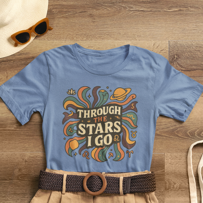 Through the Stars I Go Shirt | Retro Spacecore Tee | Cosmic Journey Top | Gentle Rebels Collection