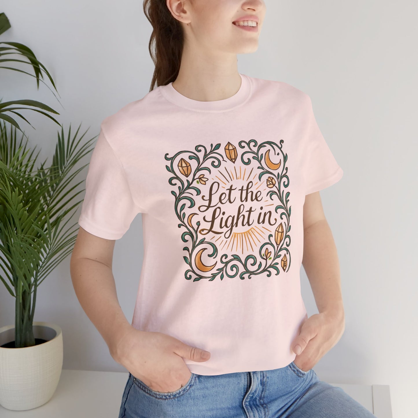 Let the Light In – Mindful Floral Quote T-Shirt
