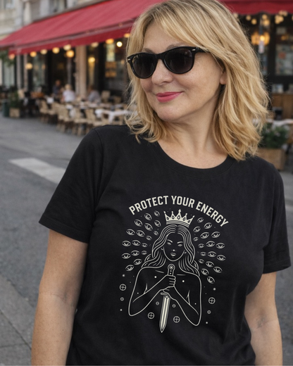 Protect Your Energy T-Shirt – Dark Feminine Spiritual Graphic Tee – Witchy Empowerment Shirt for Women