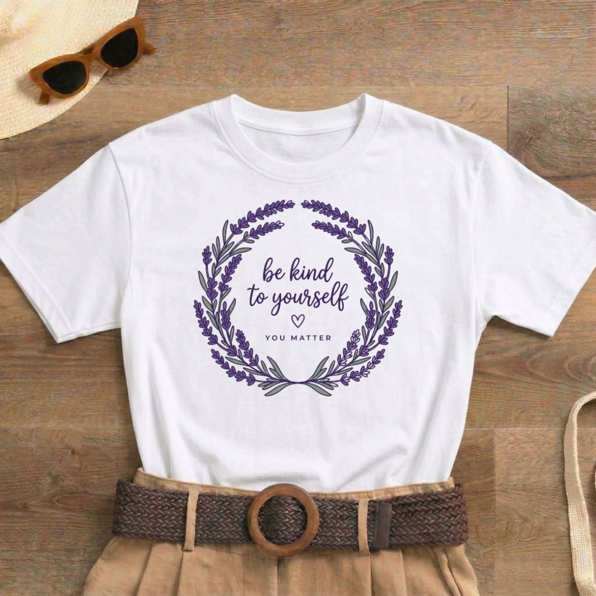 Be Kind to Yourself T-Shirt | Lavender Wreath Self - Love Tee - Spirit Stitch
