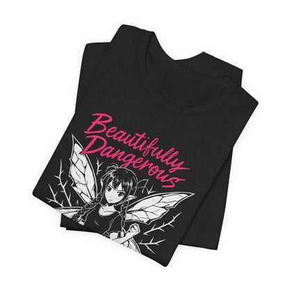 Beautifully Dangerous – Gothic Anime Fairy T-Shirt, Dark Angel Graphic Tee, Soft Rebel Aesthetic Shirt for Women - Spirit Stitch