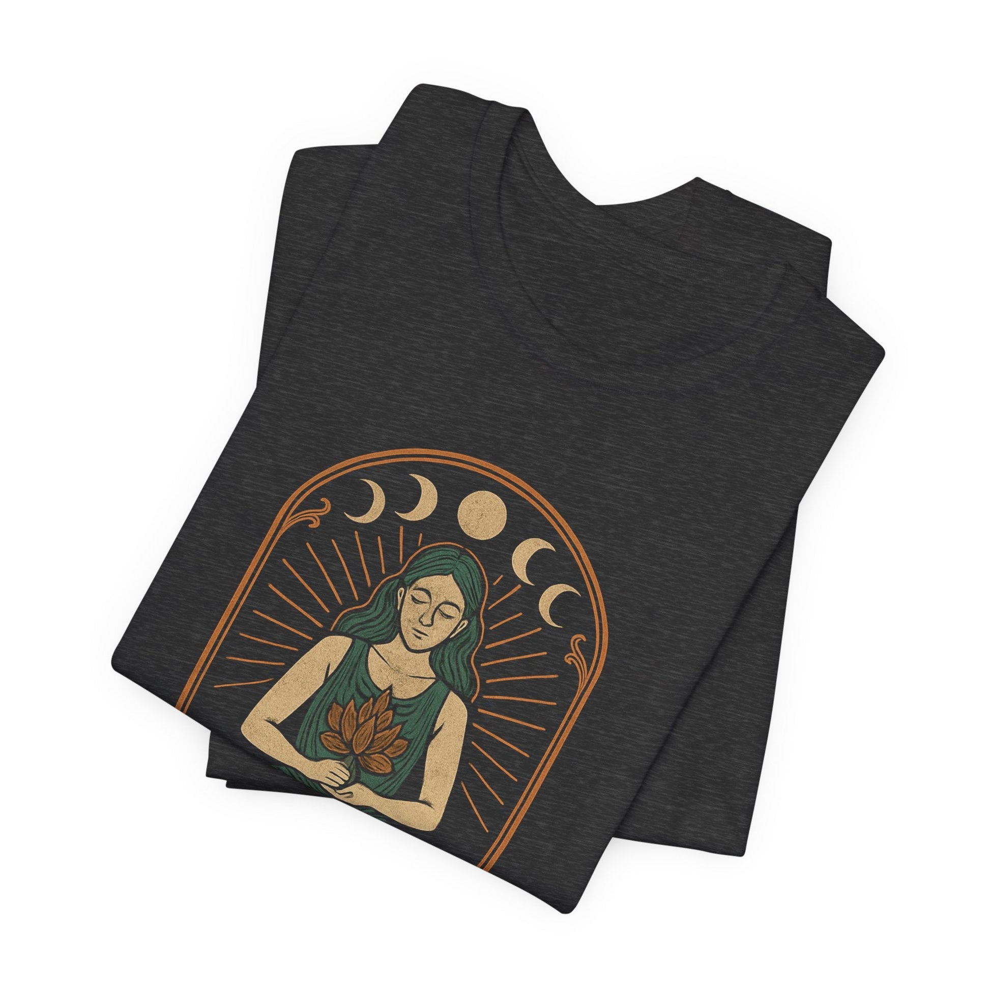 Bloom On My Terms T-Shirt – Feminine Moon Phases Graphic Tee, Self Growth Boho Shirt, Empowering Goddess Top - Spirit Stitch
