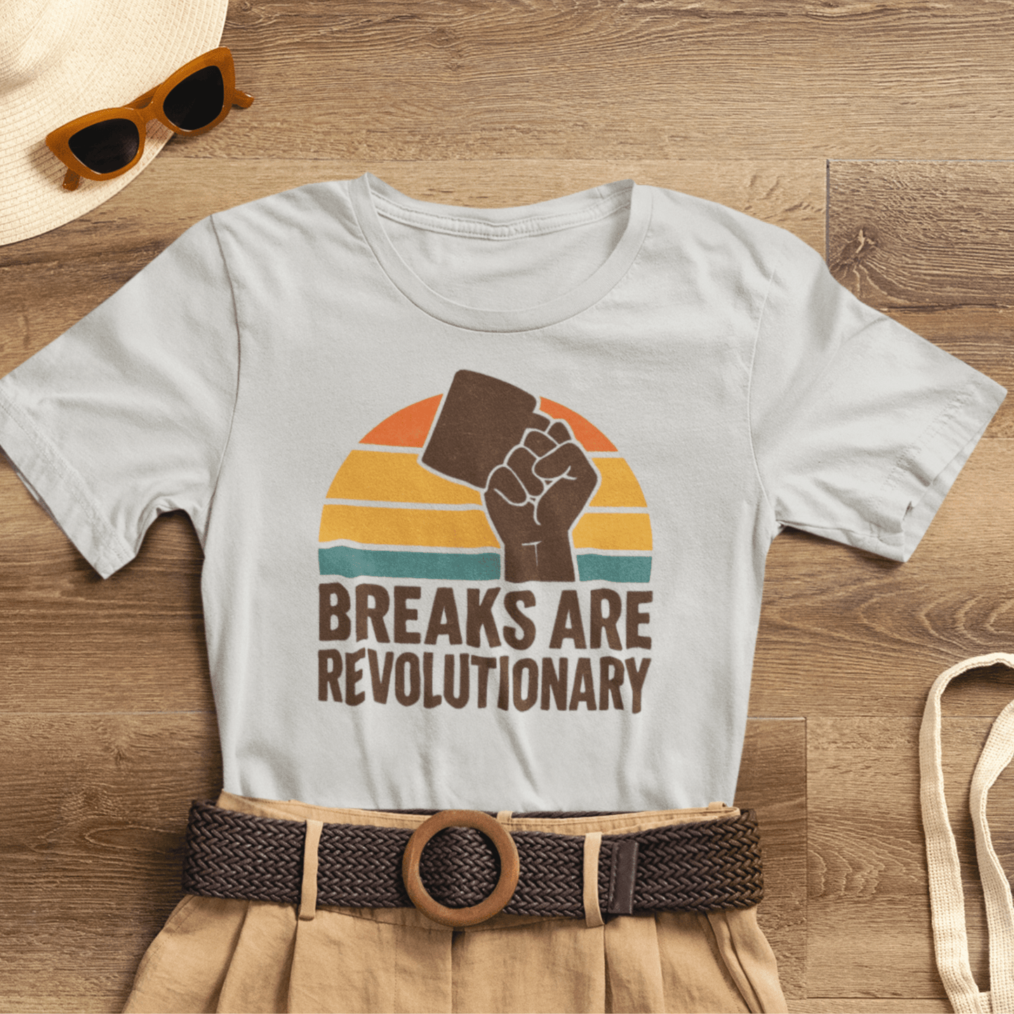 Breaks Are Revolutionary Shirt – Retro Self - Care Empowerment Tee, Labor Rights Coffee Mug Graphic T-Shirt - Spirit Stitch
