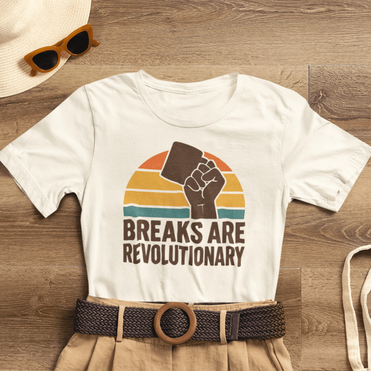 Breaks Are Revolutionary Shirt – Retro Self - Care Empowerment Tee, Labor Rights Coffee Mug Graphic T-Shirt - Spirit Stitch