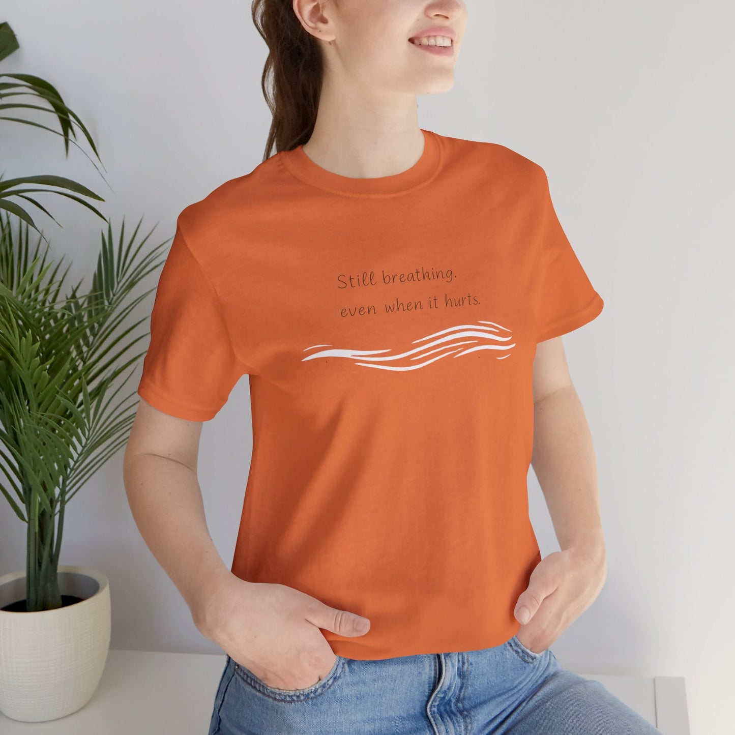Breath Counting Tee — “Still breathing, even when it hurts.” Minimal White T-Shirt - Spirit Stitch