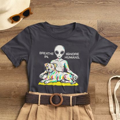 Breathe In Ignore Humans Shirt – Funny Introvert Tee for Soft - Energy Souls - I  Gift for International Self-Care Day.