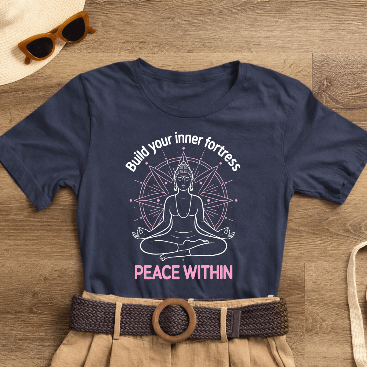 Build Your Inner Fortress shirt featuring divine feminine goddess and spiritual affirmation design on a comfortable T-shirt.