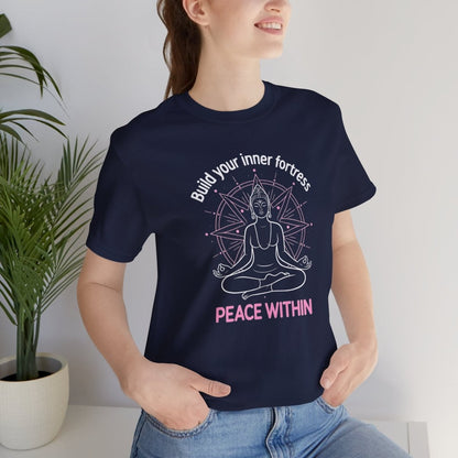 Build Your Inner Fortress shirt featuring divine feminine goddess design, a spiritual affirmation T-shirt by Printify.