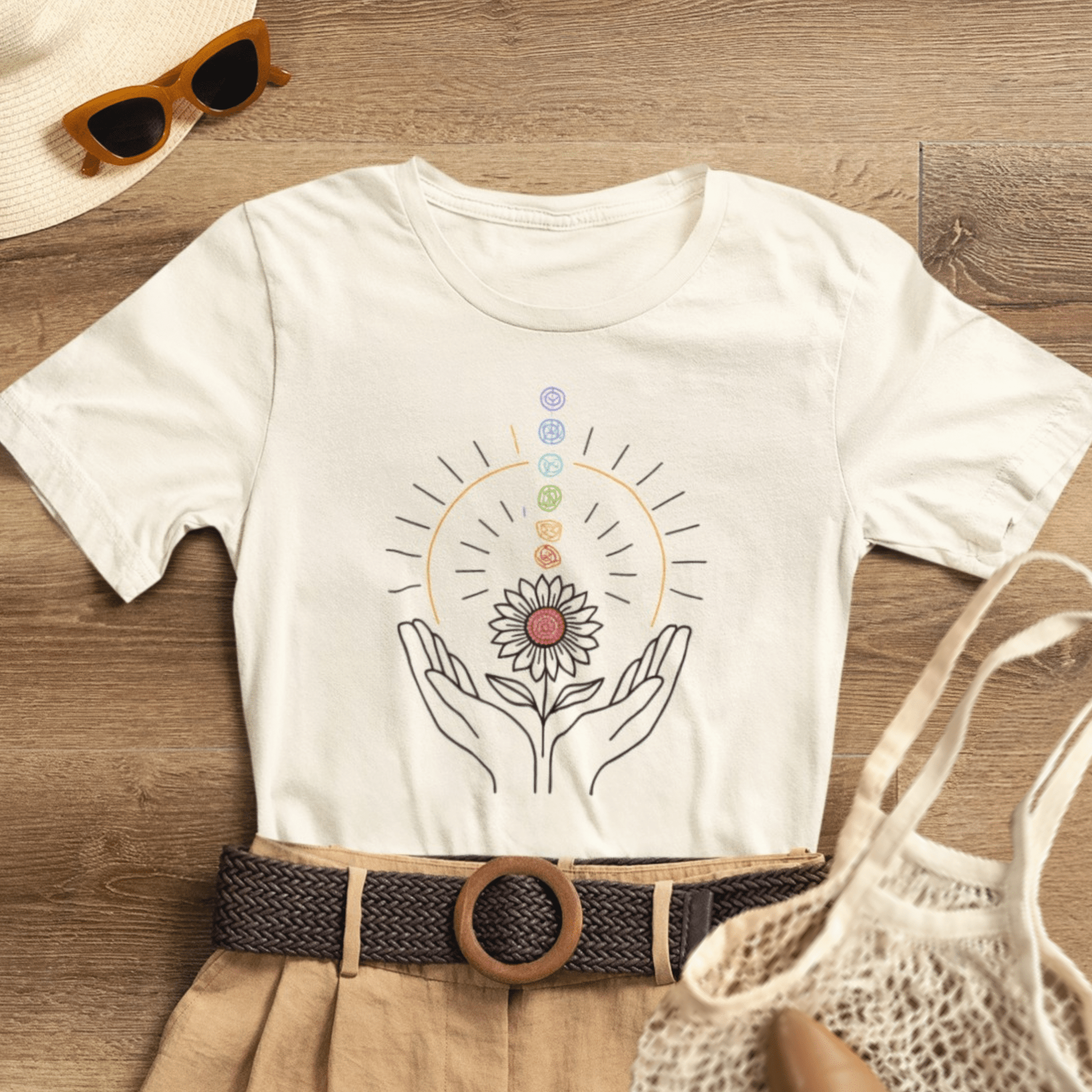 Chakra Energy Alignment Tee – Healing Hands & Aura T-Shirt - Spirit Stitch