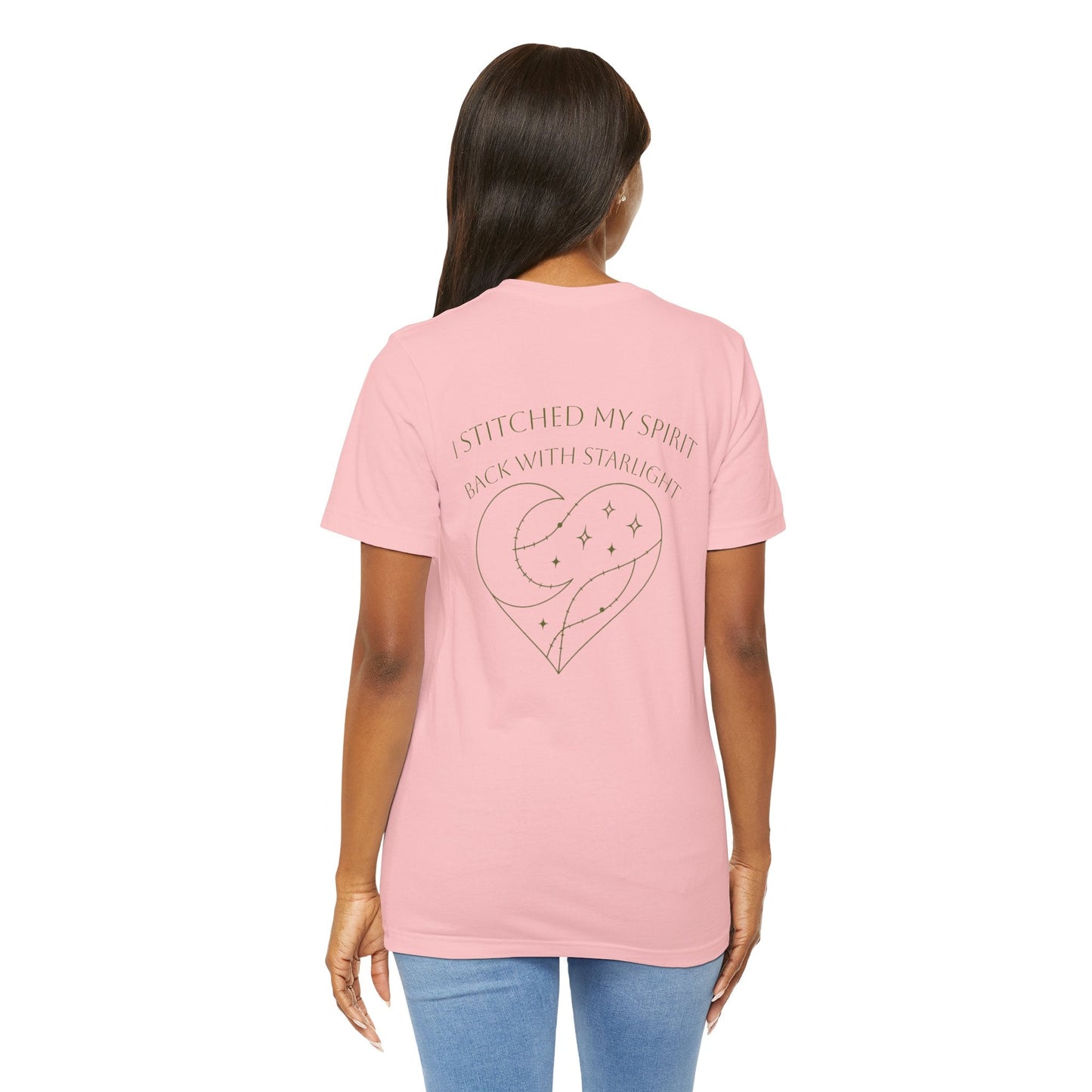 Cosmic Heart Pocket Tee – Minimalist Moon & Stars Graphic T-Shirt | Unisex Spiritual Gift Top - Spirit Stitch