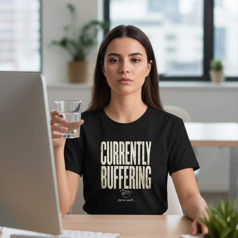 Currently Buffering Please Wait Funny Sloth T-Shirt | Mental Health Humor | Unisex Heavy Cotton Tee - Spirit Stitch