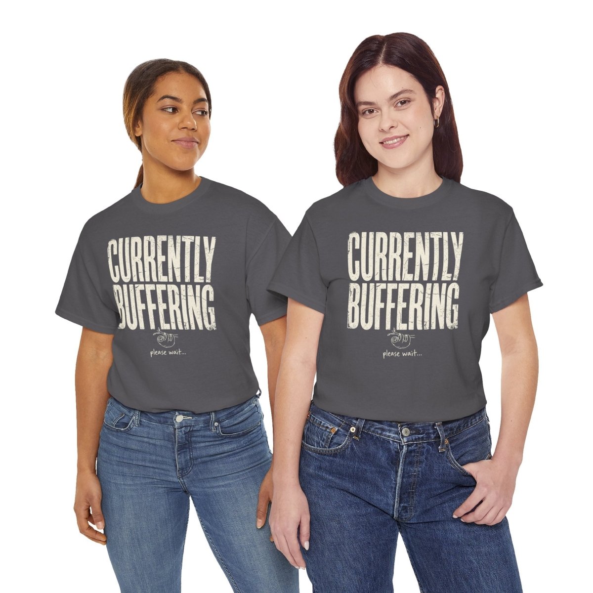 Currently Buffering Please Wait Funny Sloth T-Shirt | Mental Health Humor | Unisex Heavy Cotton Tee