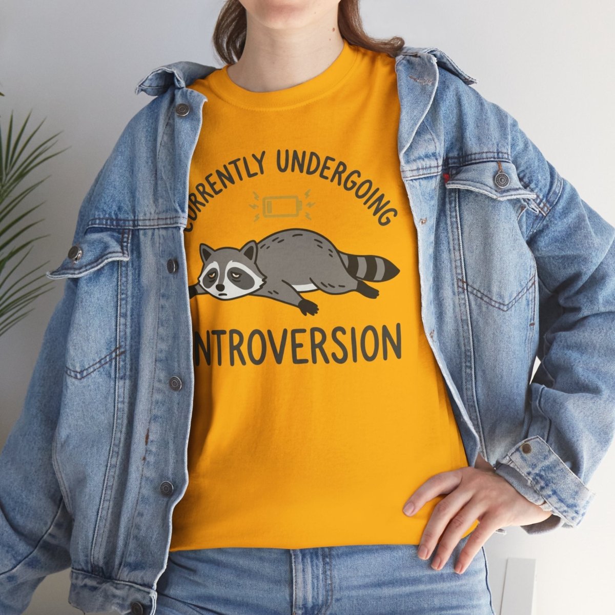 Currently Undergoing Introversion Shirt | Classic Heavy Cotton Tee | Funny Raccoon Tee | Introvert Gift | Low Battery Shirt - Spirit Stitch