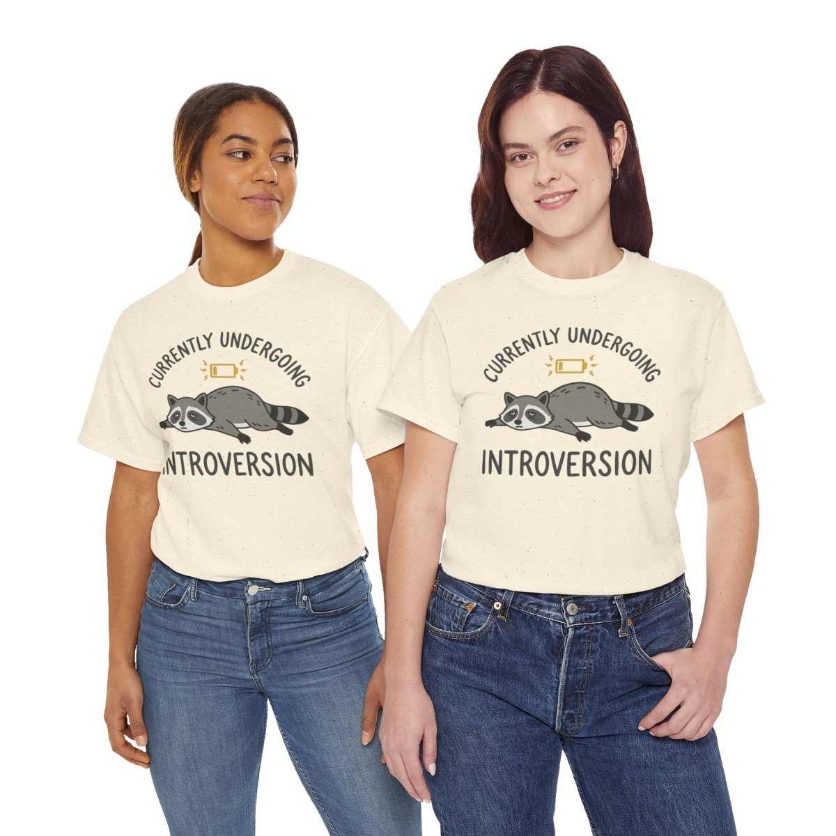 Currently Undergoing Introversion Shirt | Classic Heavy Cotton Tee | Funny Raccoon Tee | Introvert Gift | Low Battery Shirt - Spirit Stitch