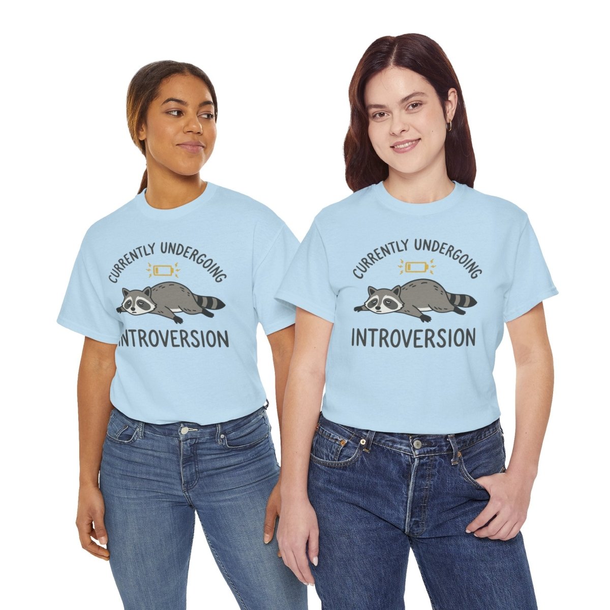 Currently Undergoing Introversion Shirt | Classic Heavy Cotton Tee | Funny Raccoon Tee | Introvert Gift | Low Battery Shirt - Spirit Stitch