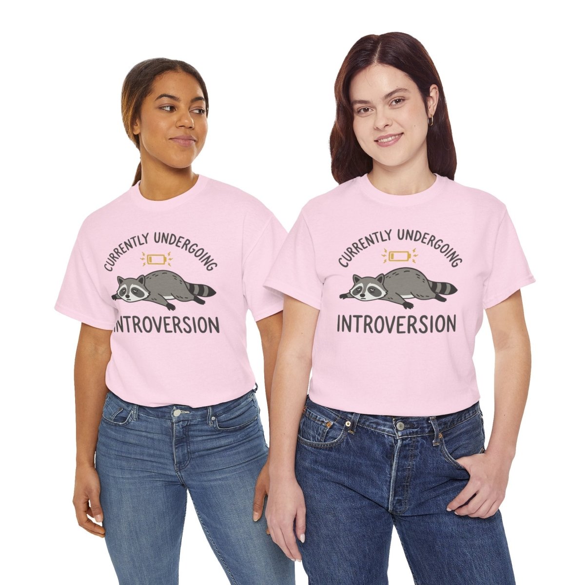 Currently Undergoing Introversion Shirt | Classic Heavy Cotton Tee | Funny Raccoon Tee | Introvert Gift | Low Battery Shirt - Spirit Stitch
