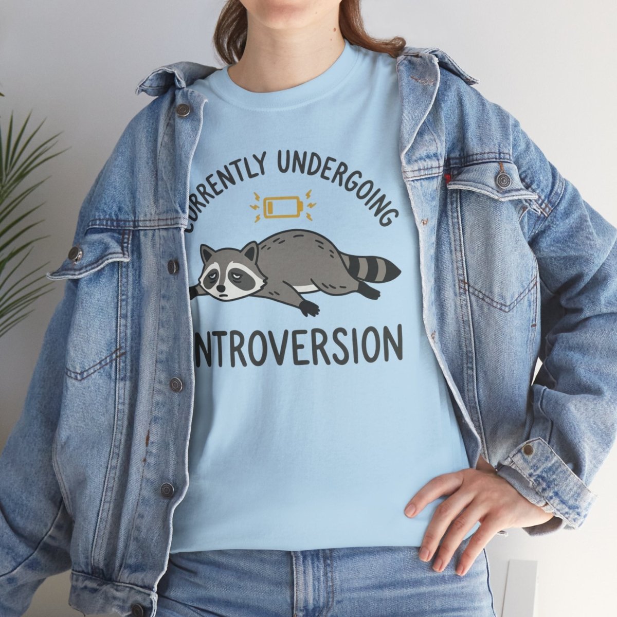 Currently Undergoing Introversion Shirt | Classic Heavy Cotton Tee | Funny Raccoon Tee | Introvert Gift | Low Battery Shirt - Spirit Stitch