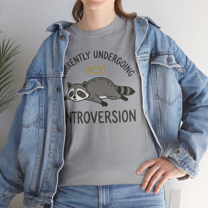 Currently Undergoing Introversion Shirt | Classic Heavy Cotton Tee | Funny Raccoon Tee | Introvert Gift | Low Battery Shirt - Spirit Stitch
