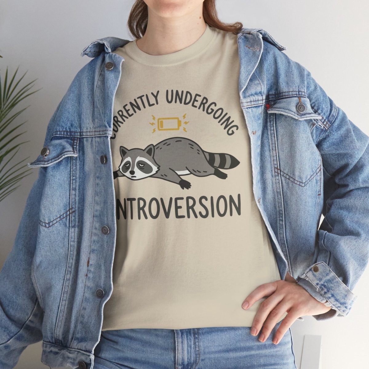 Currently Undergoing Introversion Shirt | Classic Heavy Cotton Tee | Funny Raccoon Tee | Introvert Gift | Low Battery Shirt - Spirit Stitch