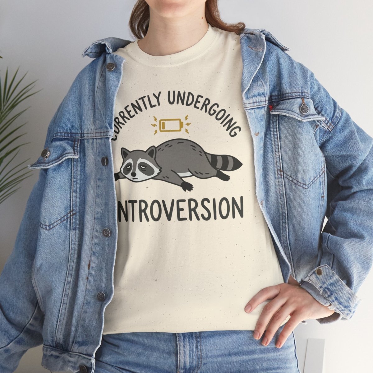 Currently Undergoing Introversion Shirt | Classic Heavy Cotton Tee | Funny Raccoon Tee | Introvert Gift | Low Battery Shirt - Spirit Stitch
