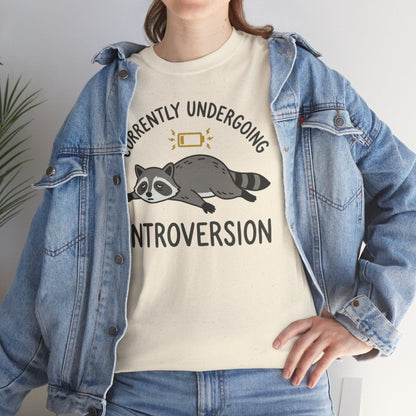Currently Undergoing Introversion Shirt | Classic Heavy Cotton Tee | Funny Raccoon Tee | Introvert Gift | Low Battery Shirt - Spirit Stitch
