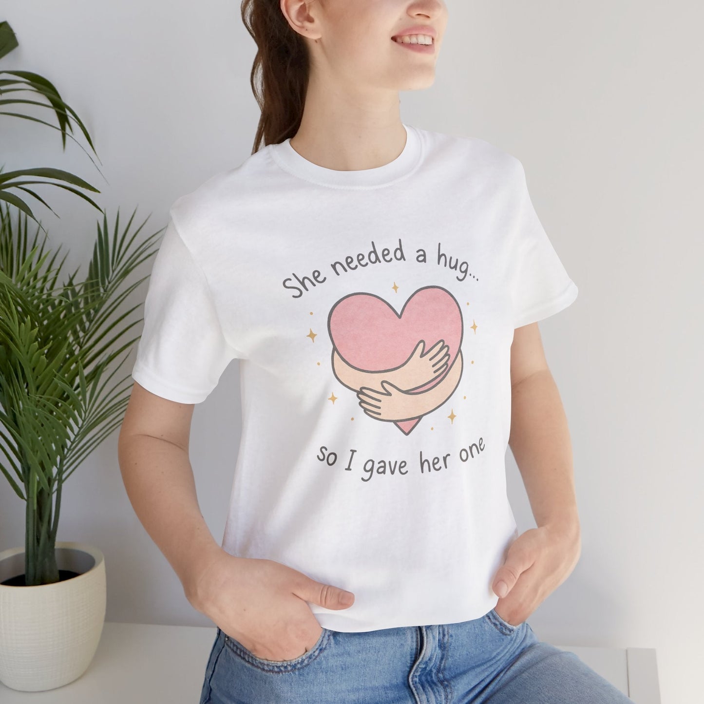 Cute Soft Pink Hug T-Shirt – Empathy, Comfort & Healing Graphic Tee - Spirit Stitch