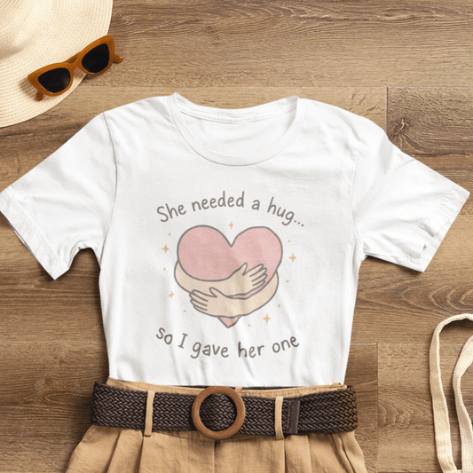 Cute Soft Pink Hug T-Shirt – Empathy, Comfort & Healing Graphic Tee - Spirit Stitch