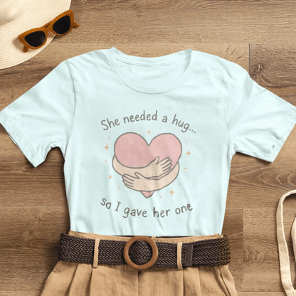 Cute Soft Pink Hug T-Shirt – Empathy, Comfort & Healing Graphic Tee - Spirit Stitch