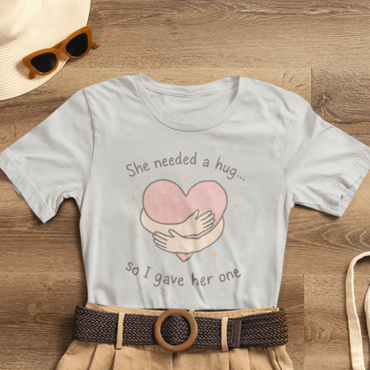 Cute Soft Pink Hug T-Shirt – Empathy, Comfort & Healing Graphic Tee - Spirit Stitch
