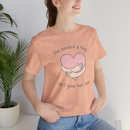 Cute Soft Pink Hug T-Shirt – Empathy, Comfort & Healing Graphic Tee - Spirit Stitch