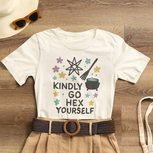 Cute Witchcore Graphic Tee – Hex Yourself Shirt for Soft Goth & Cottage Witches - Spirit Stitch