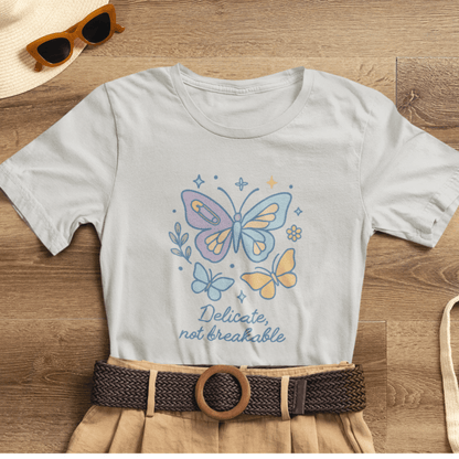 Delicate Not Breakable Shirt | Butterfly Self - Healing Tee | Gentle Strength Top | Spirit Stitch Collection - Spirit Stitch