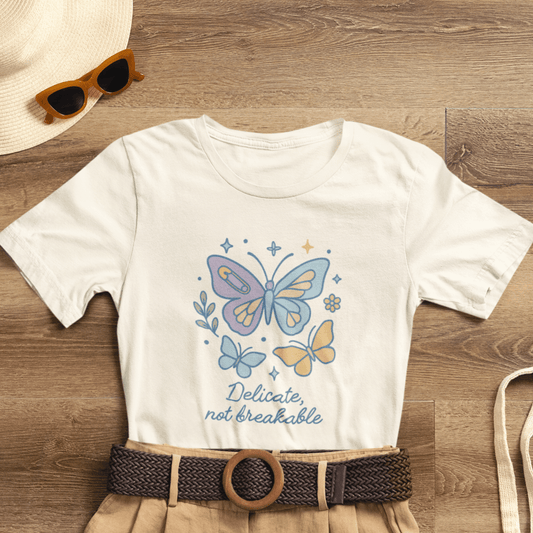 Delicate Not Breakable Shirt | Butterfly Self - Healing Tee | Gentle Strength Top | Spirit Stitch Collection - Spirit Stitch